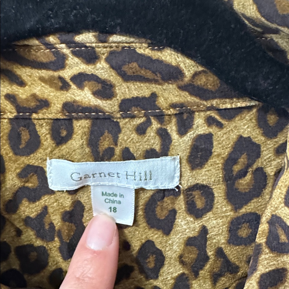 Garnet Hill Leopard Print Button Down Silk  Shirt Size 18 Womens - Picture 7 of 11